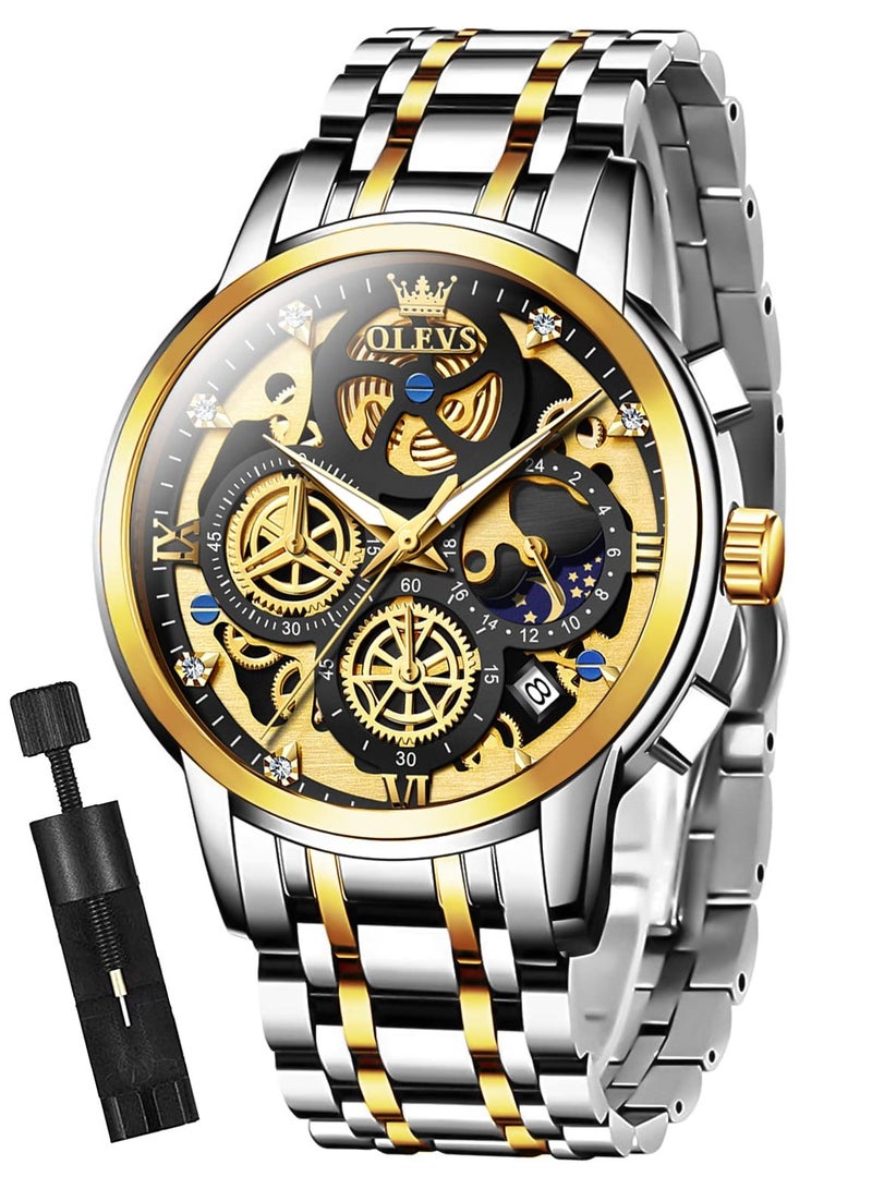 أوليفز ساعة OLEVS للرجال كرونوغراف فاخرة تناظرية كوارتز من الفولاذ المقاوم للصدأ ومقاومة للماء 9947 - Image 1