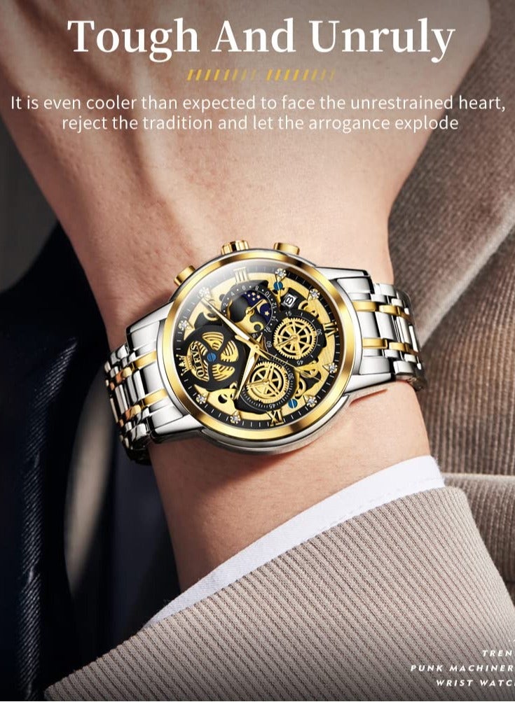 أوليفز ساعة OLEVS للرجال كرونوغراف فاخرة تناظرية كوارتز من الفولاذ المقاوم للصدأ ومقاومة للماء 9947 - Image 3