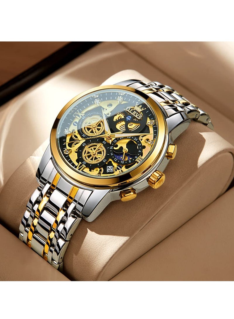 أوليفز ساعة OLEVS للرجال كرونوغراف فاخرة تناظرية كوارتز من الفولاذ المقاوم للصدأ ومقاومة للماء 9947 - Image 2