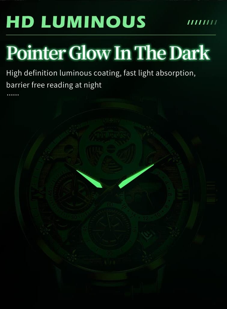 أوليفز ساعة OLEVS للرجال كرونوغراف فاخرة تناظرية كوارتز من الفولاذ المقاوم للصدأ ومقاومة للماء 9947 - Image 5