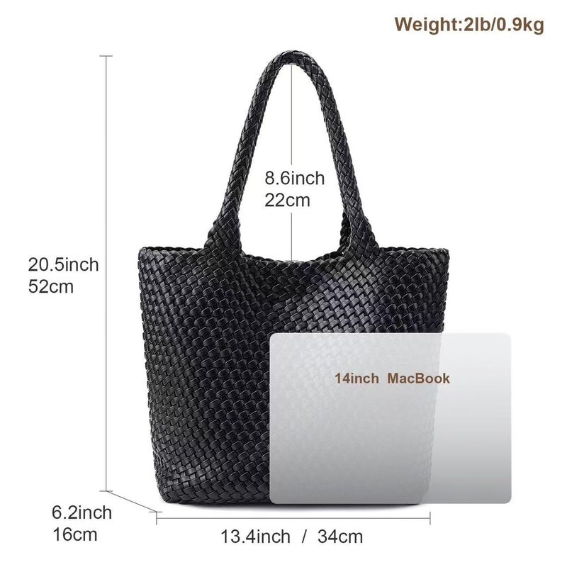 MELOLILA Woven Purses for Women Large Designer Purse Large Woven Tote Bag Weave Leather Handbag - Image 5