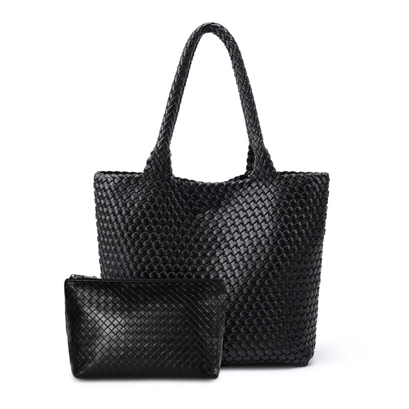 MELOLILA Woven Purses for Women Large Designer Purse Large Woven Tote Bag Weave Leather Handbag - Image 1