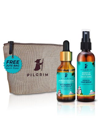 Pilgrim Look Your Best Face Serum & Hair Serum Combo| Vitamin C Night Serum 30ml For Skin Brightening & Argan Oil Hair Serum 100ml For Silky Hair - pzsku/ZD36BA9CBFAD5609BDDD0Z/45/_/1741429482/d8c55f72-1b87-4e6e-b414-bbcb3f58ba43