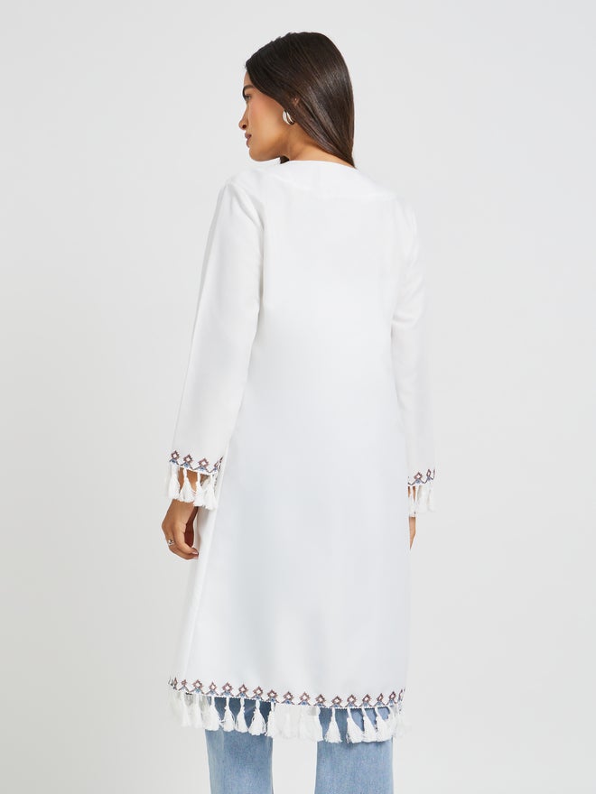 Styli Styli Embroidered Midi Length Kimono with Tassel Trim  - Image 4