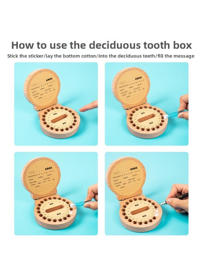 Mengqu Children's Milk Teeth Storage Box Baby's Fairy Hair Umbilical Cord Wooden Preservation Commemorative Box Boys And Girls Clip Cotton-Color:Meng Fun Milk Teeth Box-Monkey