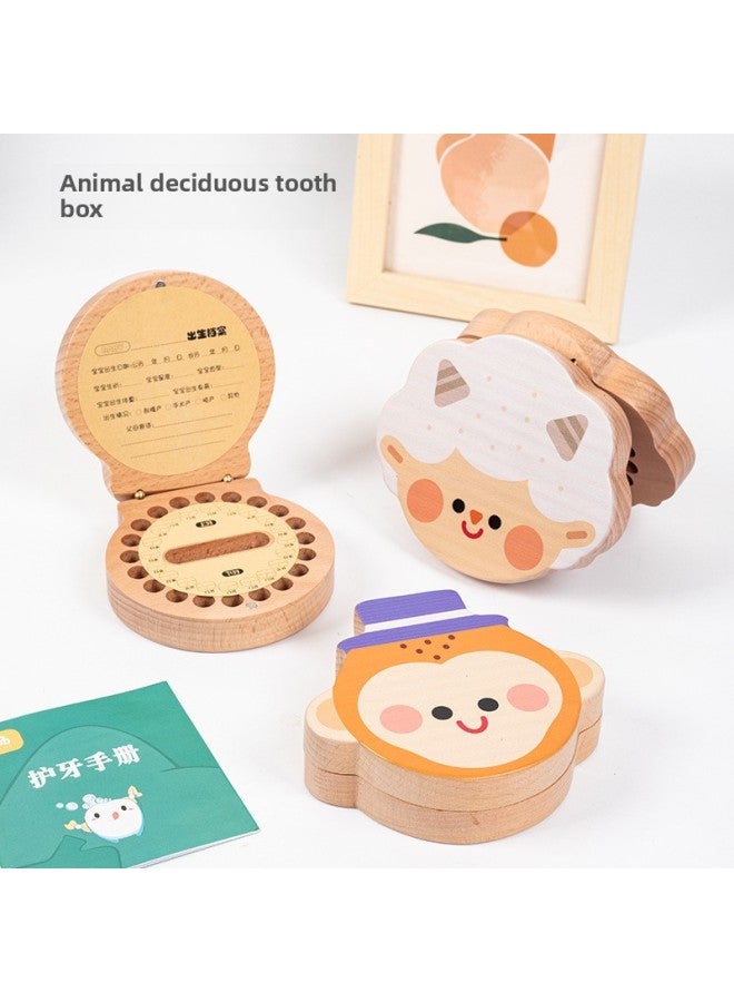 Mengqu Children's Milk Teeth Storage Box Baby's Fairy Hair Umbilical Cord Wooden Preservation Commemorative Box Boys And Girls Clip Cotton-Color:Meng Fun Milk Teeth Box-Monkey