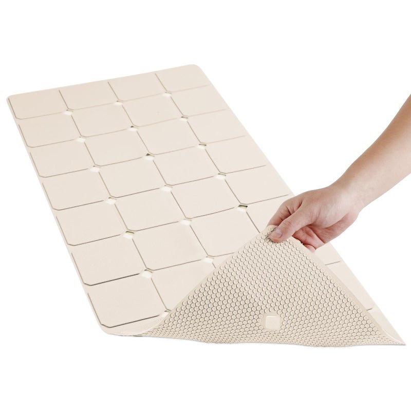 MeimeiDe Bathtub Mat Non-Slip Silicone Soft Odorless Large Bath Mat No Suction Cups for Refinished,Reglazed and Textured Shower Mats Non Slip Extra Long Tub Mat (16x40inch Beige) - Image 4