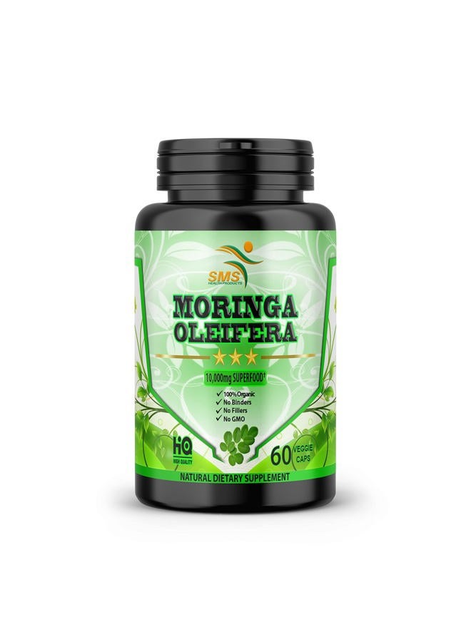 SMSHEALTHPRODUCTS.com Moringa Capsules Equiv to 10,000 mg Moringa Powder - Immune Support Green Superfood Moringa Oleifera Pills Rich Antioxidant Properties Vegan Friendly Anti Aging Support - 60 Capsules by SMS - Image 1