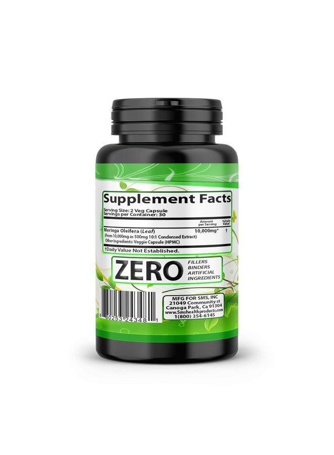 SMSHEALTHPRODUCTS.com Moringa Capsules Equiv to 10,000 mg Moringa Powder - Immune Support Green Superfood Moringa Oleifera Pills Rich Antioxidant Properties Vegan Friendly Anti Aging Support - 60 Capsules by SMS - Image 2