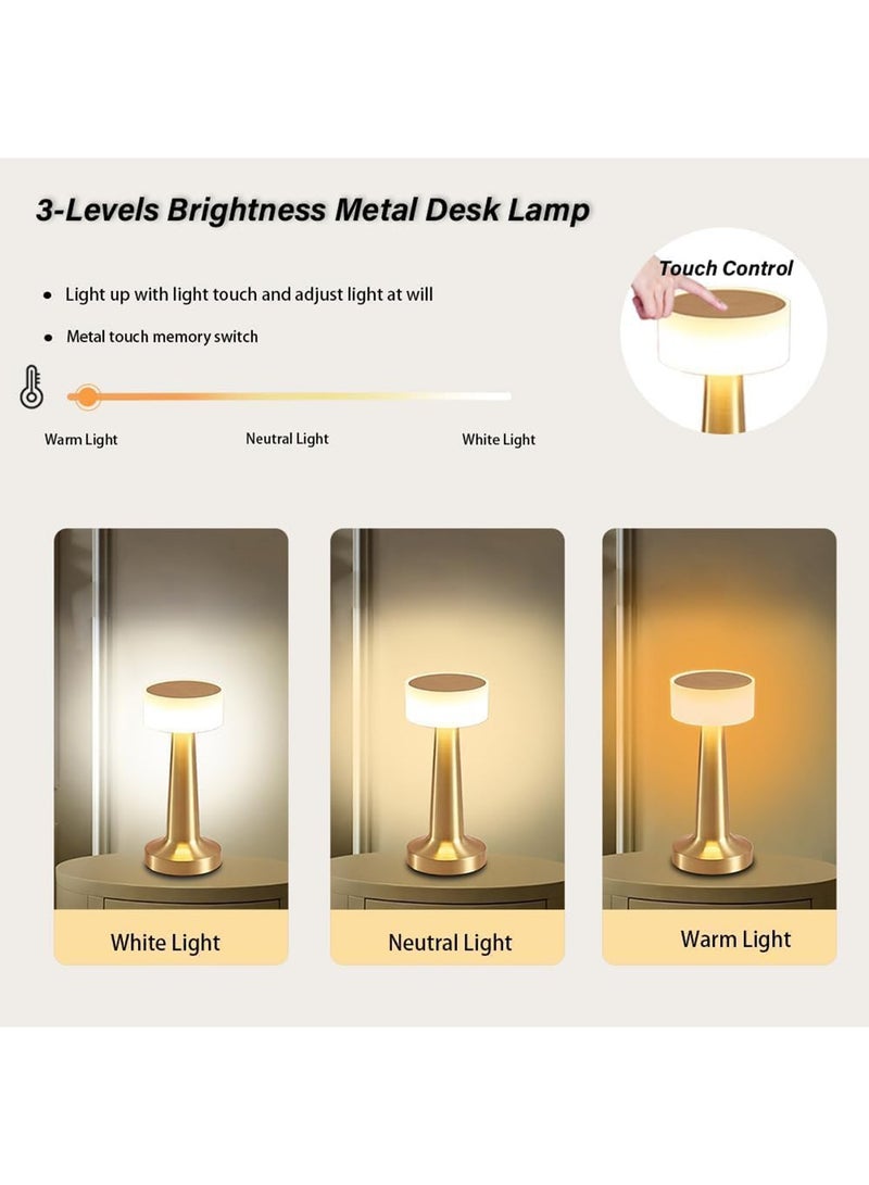 LED Table Lamp with Touch Sensor, 3 Modes, Stepless Dimming, Energy-Saving Portable Rechargeable Cordless Desk Lamp, Suitable for Bedrooms, Kids Nursery, Restaurants, Nightstand, Terraces, Hotels, Bedside Lamps  - Image 4