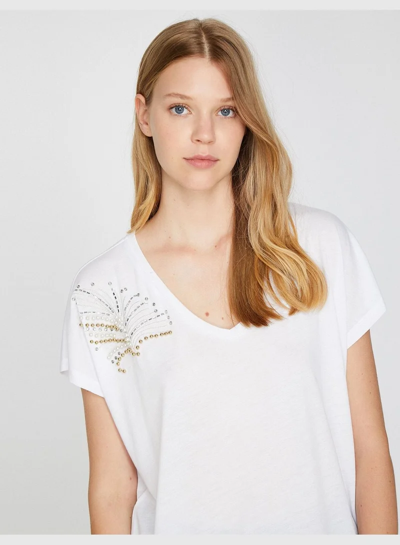 كوتون Stone Detailed T-Shirt