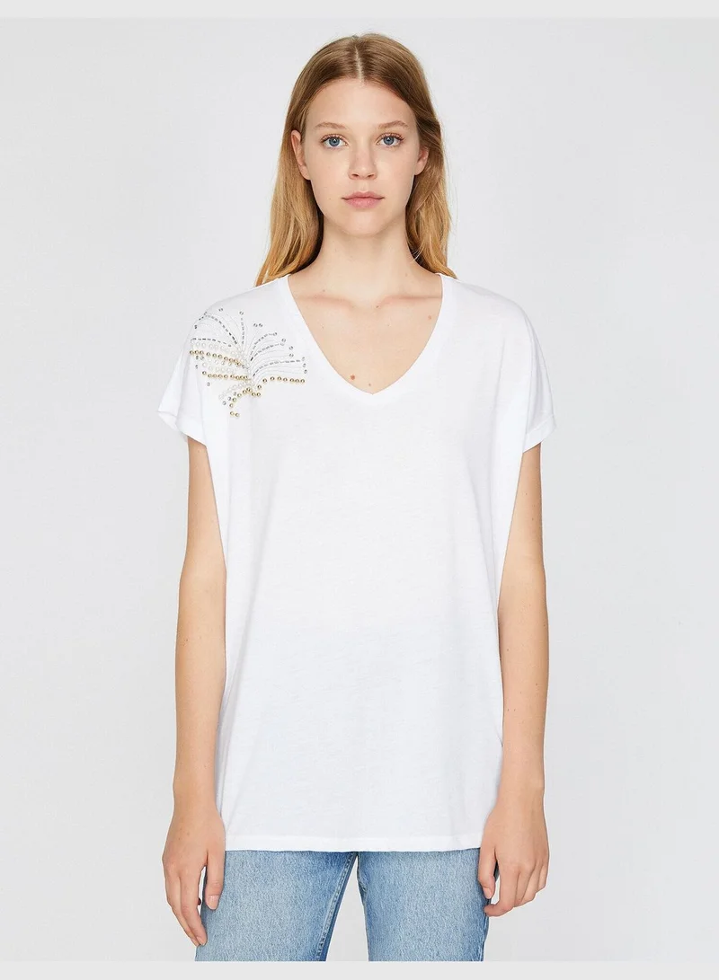 كوتون Stone Detailed T-Shirt