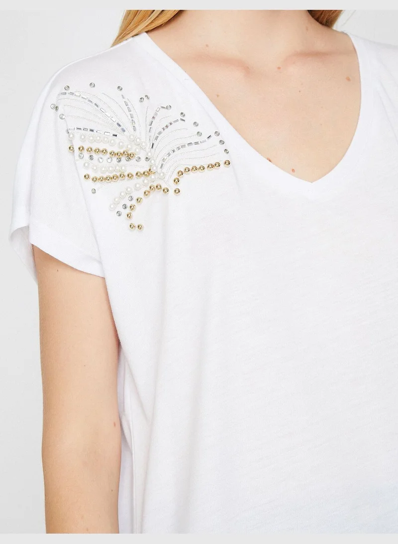 كوتون Stone Detailed T-Shirt