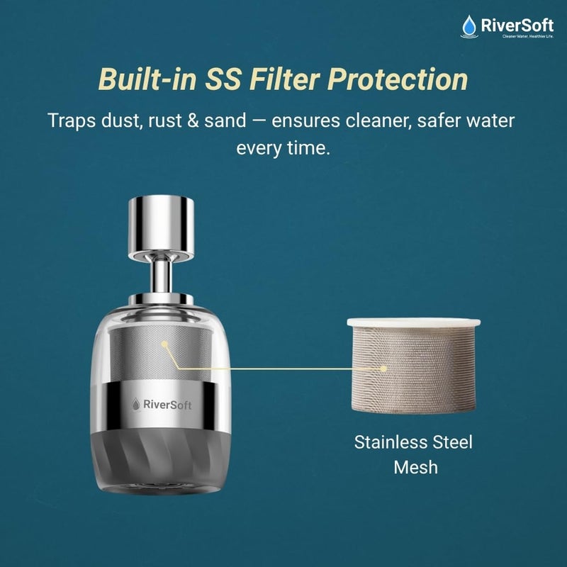 RiverSoft Ecoblu NEO EB-06 Tap Extension for Kitchen Sink | 3 Flow Modes| Built-in Filter | 720° Rotatable Kitchen Tap Extender | Water-Saving Faucet Extension for Kitchen - Image 5