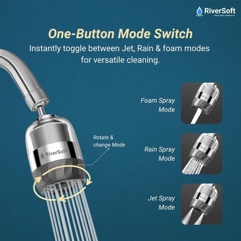 RiverSoft Ecoblu NEO EB-06 Tap Extension for Kitchen Sink | 3 Flow Modes| Built-in Filter | 720° Rotatable Kitchen Tap Extender | Water-Saving Faucet Extension for Kitchen - Image 4