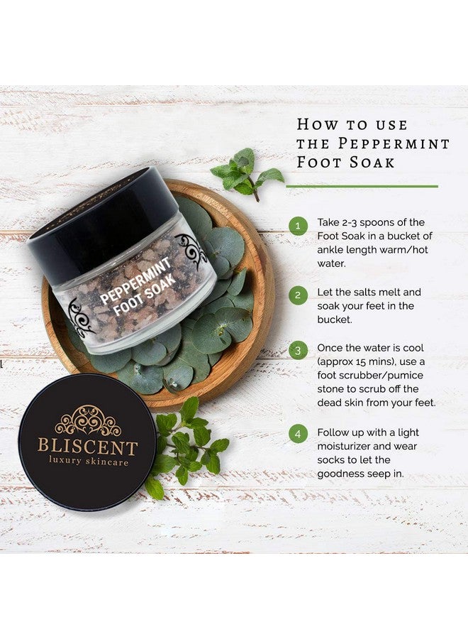 BLISCENT Luxury Skincare Peppermint Foot Soak, Scrub For Energizing Foot Massage, Exfoliator Dry Skin Remover, Soft And Smooth Feet - 100 G - Image 4