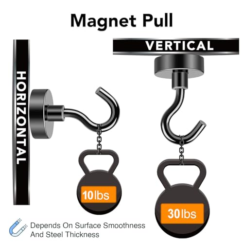 MIKEDE Black Magnetic Hooks Heavy Duty, 30Lbs+ Strong Neodymium Magnets with Metal for Refrigerator,Super Cruise Hanging, Kitchen, Storage - Pack of 130 - Image 3