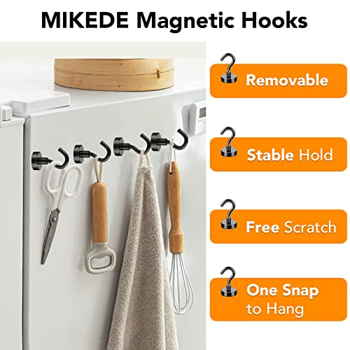 MIKEDE Black Magnetic Hooks Heavy Duty, 30Lbs+ Strong Neodymium Magnets with Metal for Refrigerator,Super Cruise Hanging, Kitchen, Storage - Pack of 130 - Image 4