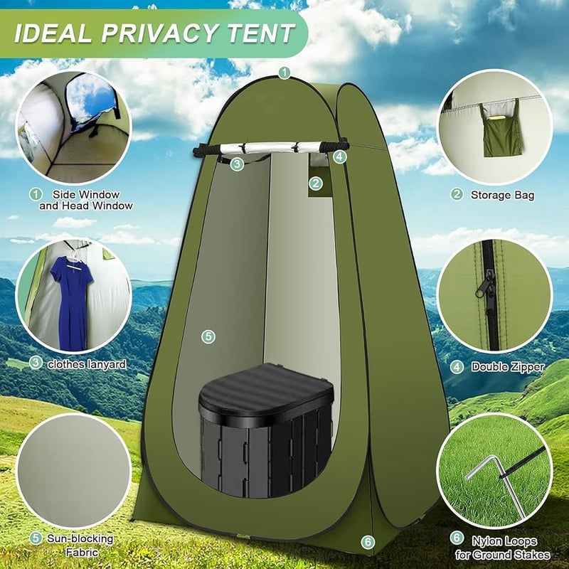 Oasisgalore Portable Camping Toilet Tent Essentials, Foldable Compact Stable Travel Toilet Camping Kit for Outdoors خيمه حمام للرحلات - Image 2