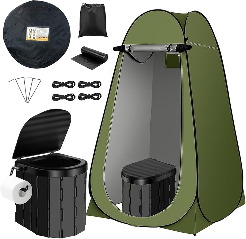 Oasisgalore Portable Camping Toilet Tent Essentials, Foldable Compact Stable Travel Toilet Camping Kit for Outdoors خيمه حمام للرحلات - Image 1