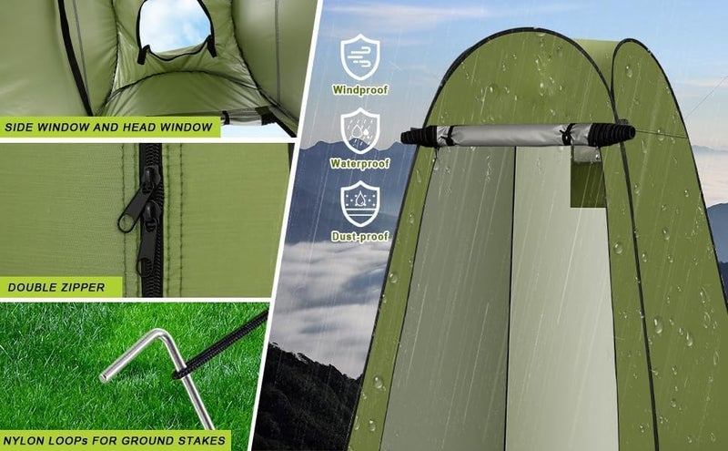 Oasisgalore Portable Camping Toilet Tent Essentials, Foldable Compact Stable Travel Toilet Camping Kit for Outdoors خيمه حمام للرحلات - Image 3