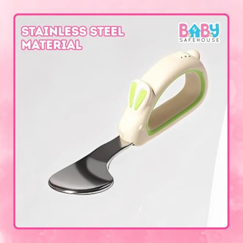 BabySafeHouse Stainless Steel Spoon & Fork- Easy Grip Utensils for Infants & Toddlers to Encourage Independent Eating (6 Months- 2 Years) - Image 5