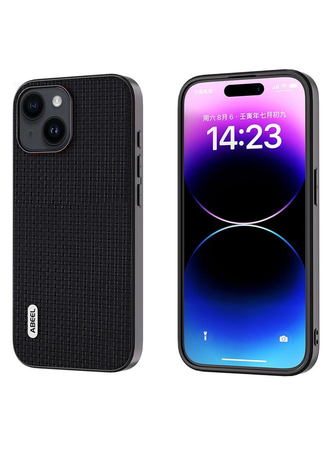 The Bros Case For iPhone 14 ABEEL Genuine Leather Luxury Black Edge Phone Case 
