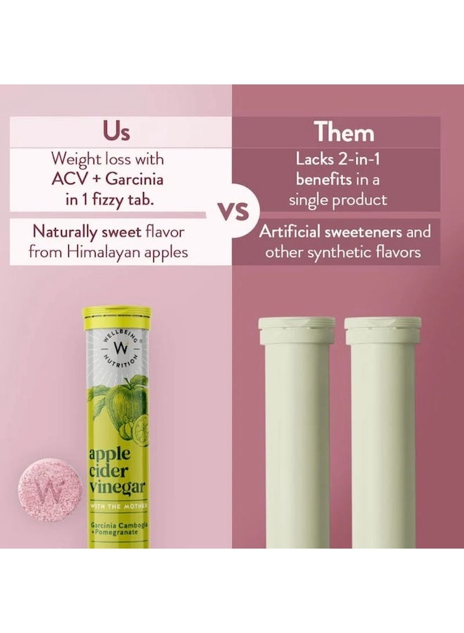 WELLBEING NUTRITION Apple Cider Vinegar (ACV) for Weight Loss with Mother & Garcinia Cambogia, Pomegranate | Weight Management, Gut Health, Supports Digestion, Boosts Metabolism 17 Effervescent Tablet - Image 4