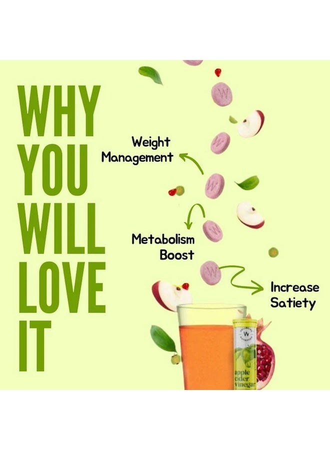 WELLBEING NUTRITION Apple Cider Vinegar (ACV) for Weight Loss with Mother & Garcinia Cambogia, Pomegranate | Weight Management, Gut Health, Supports Digestion, Boosts Metabolism 17 Effervescent Tablet - Image 3