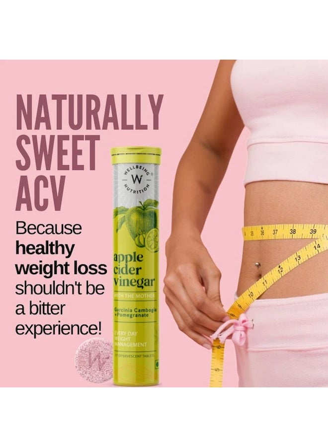 WELLBEING NUTRITION Apple Cider Vinegar (ACV) for Weight Loss with Mother & Garcinia Cambogia, Pomegranate | Weight Management, Gut Health, Supports Digestion, Boosts Metabolism 17 Effervescent Tablet - Image 5