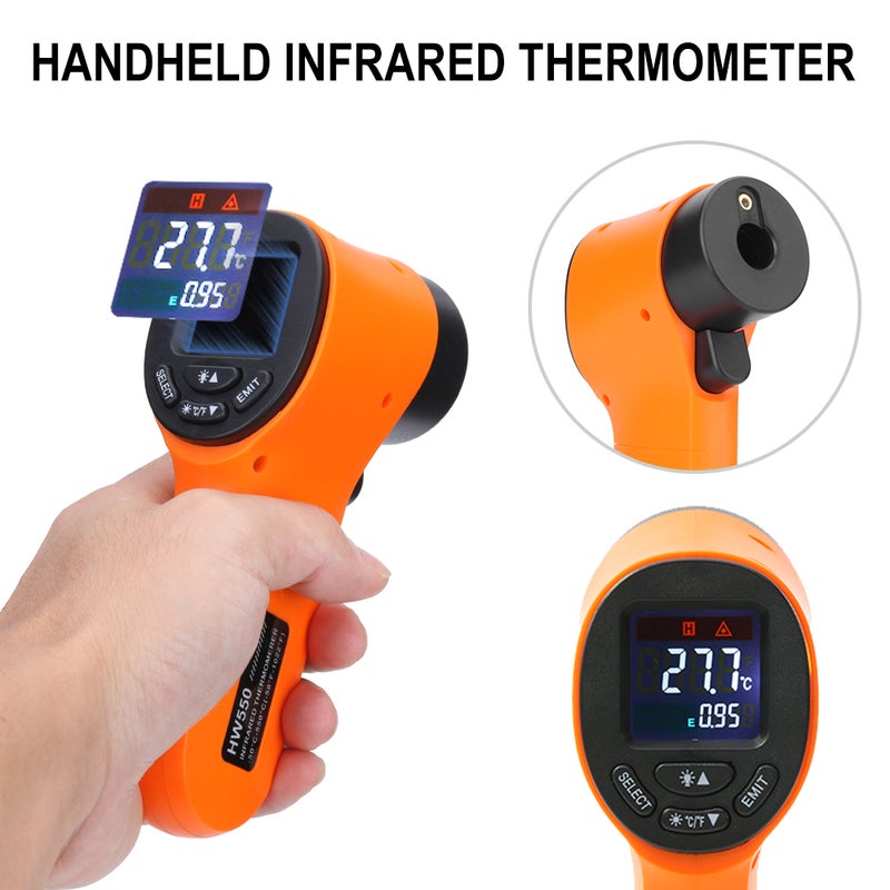 Handheld -50~550℃ Infrared Thermometer 12:1 Targrt Positioning Non-contact Temperature Meter Color LCD Screen Digital Thermometer - Image 3
