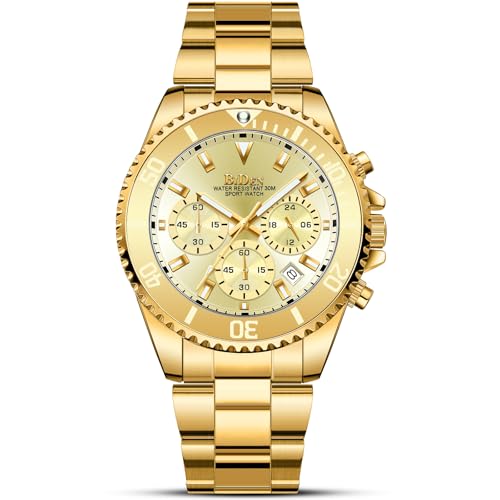 BIDEN Mens Watches Chronograph Stainless Steel Waterproof Date Analog Quartz Watch Business Casual Fashion Wrist Watches for Men, Black a, Quartz Watch,Chronograph - Image 1