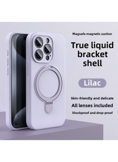 Apple 16 Mobile Phone Case Magsafe Bracket Magnetic 15promax Liquid Silicone IPhone14 Protective Cover Soft-Color:Lilac Stand With Packaging-Applicable Models:iPhone16plus