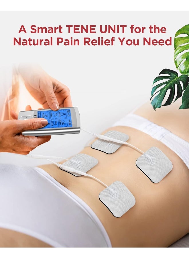 TENKER TENKER TENS EMS Unit Muscle Stimulator, 24 Modes TENS Machine for Pain Relief & Muscle Strength Rechargeable Electronic Pulse Massager with 2"x2" and 2"x4" TENS Unit Electrode Pads Sliver  - Image 2