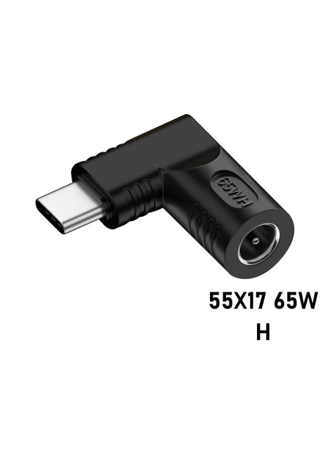DC Round Mouth To Typec Charging Converter DC Adapter Is Suitable For Lenovo HP Dell Asus Acer-Color:H.5.5X1.7