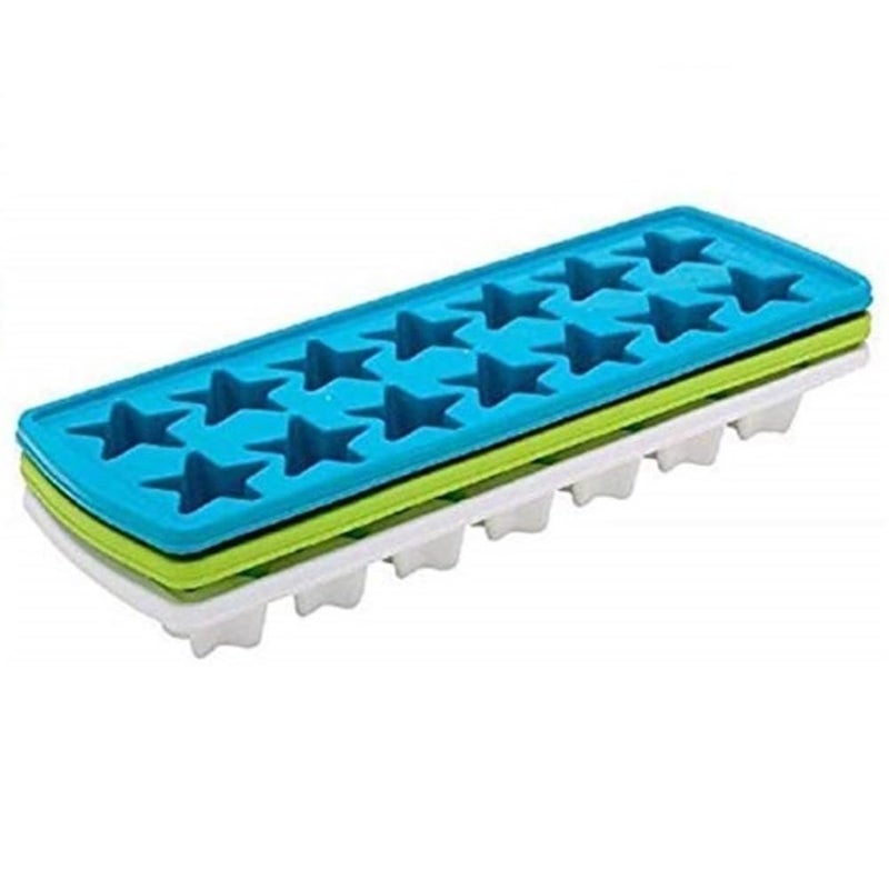 ShopoBox Unbreakable Plastic Star Shape ice Cube Tray Set of 4pcs Tray Multicolor Pack of 4 - Image 1
