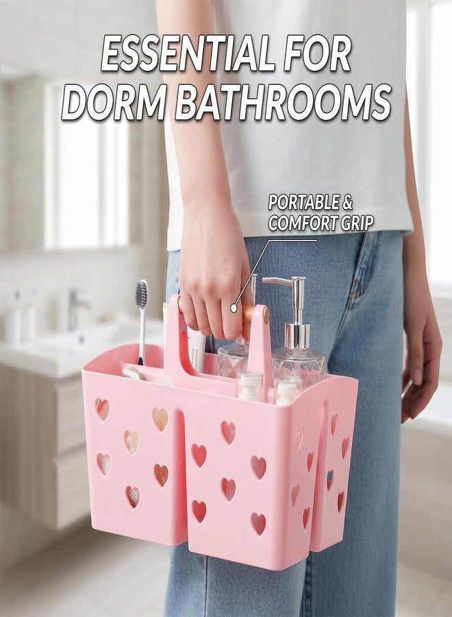 NINU Pink Portable Shower Caddy with Handle, Large Plastic Shower Basket Organizer for College Dorm Room Essentials, Bathroom, Gym, Camping, Non-Slip Drainage Design for Toiletries & Cleaning Supplies - Image 4