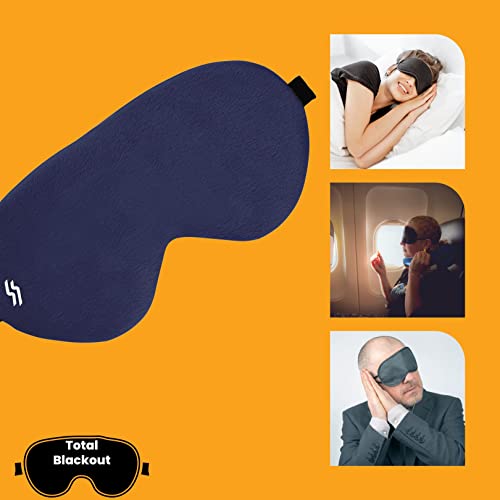 Tressential Fabric Super Soft Travel Sleep Eye Mask Or Blindfold With Adjustable Strap For Men, Women & Kids|Used For Sleeping, Traveling, Relaxation, Meditation, Blind Fold (Blue) - Image 4