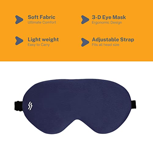 Tressential Fabric Super Soft Travel Sleep Eye Mask Or Blindfold With Adjustable Strap For Men, Women & Kids|Used For Sleeping, Traveling, Relaxation, Meditation, Blind Fold (Blue) - Image 2