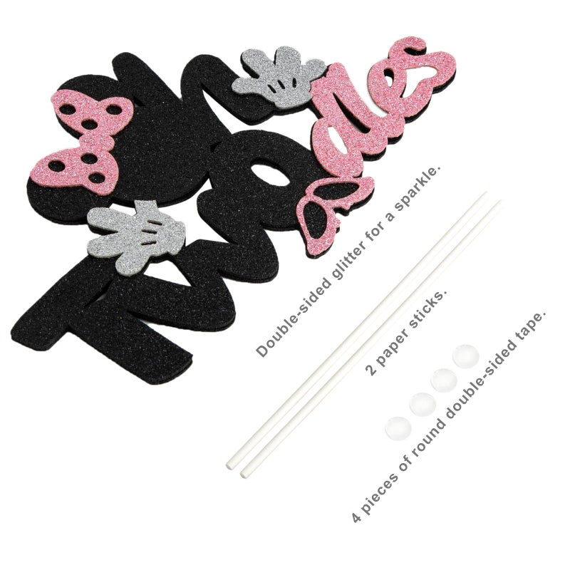 CHuangQi Onederful Oh Twodles Glitter Cake Topper  1st 2nd Minnie Themed Birthday Cake Decor  Birthday Party Supplies (Oh Twodles) - Image 4