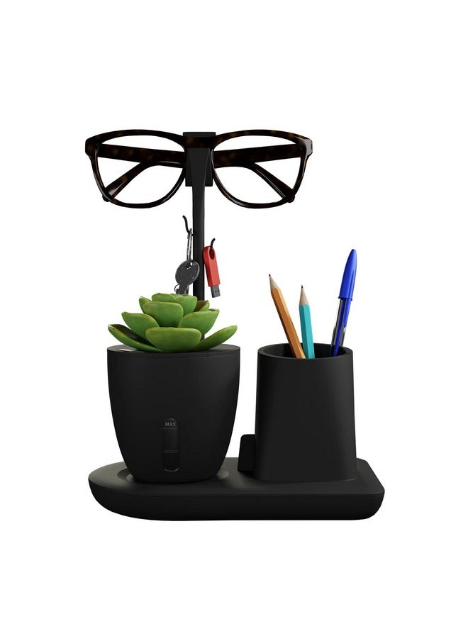 EO Pen Stand For Study Table With Self Watering Plant Pot & Glasses Holder Smartphone Holder Desk Station Table Organizer & Pencil Holder For Offices Home Kids Study Room (Black, Stationery)  - Image 1
