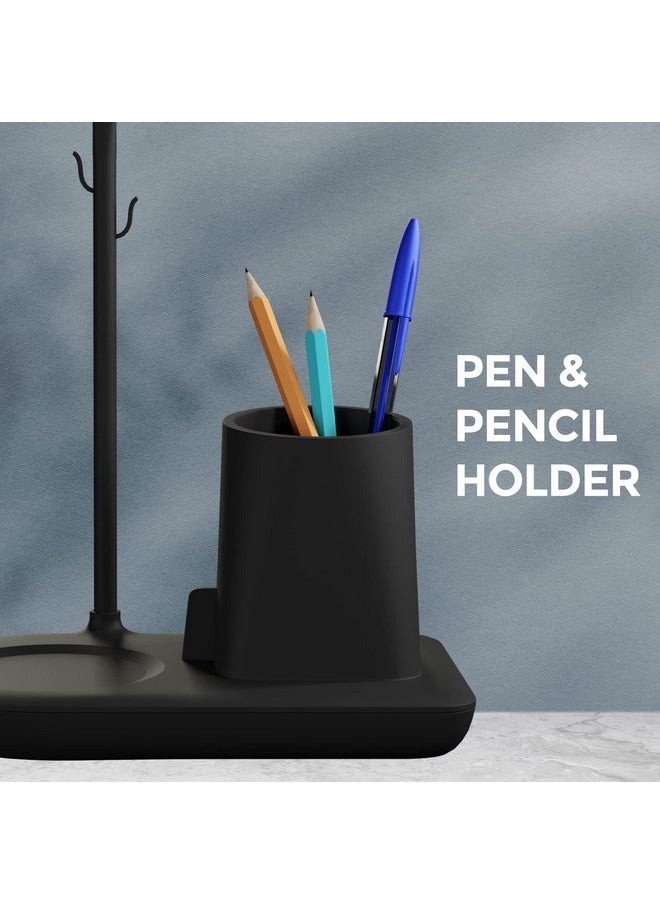 EO Pen Stand For Study Table With Self Watering Plant Pot & Glasses Holder Smartphone Holder Desk Station Table Organizer & Pencil Holder For Offices Home Kids Study Room (Black, Stationery)  - Image 2