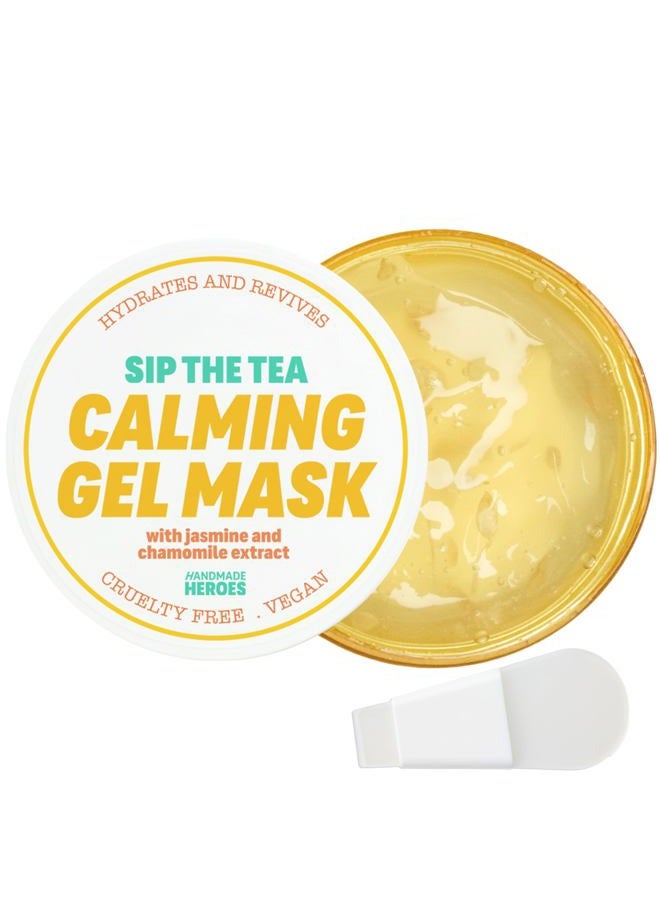 Handmade Heroes Sip The Tea Calming Gel Mask – Soothing Hydrating Facial with Chamomile, Jasmine & Hyaluronic Acid – Vegan Skincare for Dry, Sensitive Skin – Skin Plumping Rinse Off Formula 3.4 Fl oz - Image 1