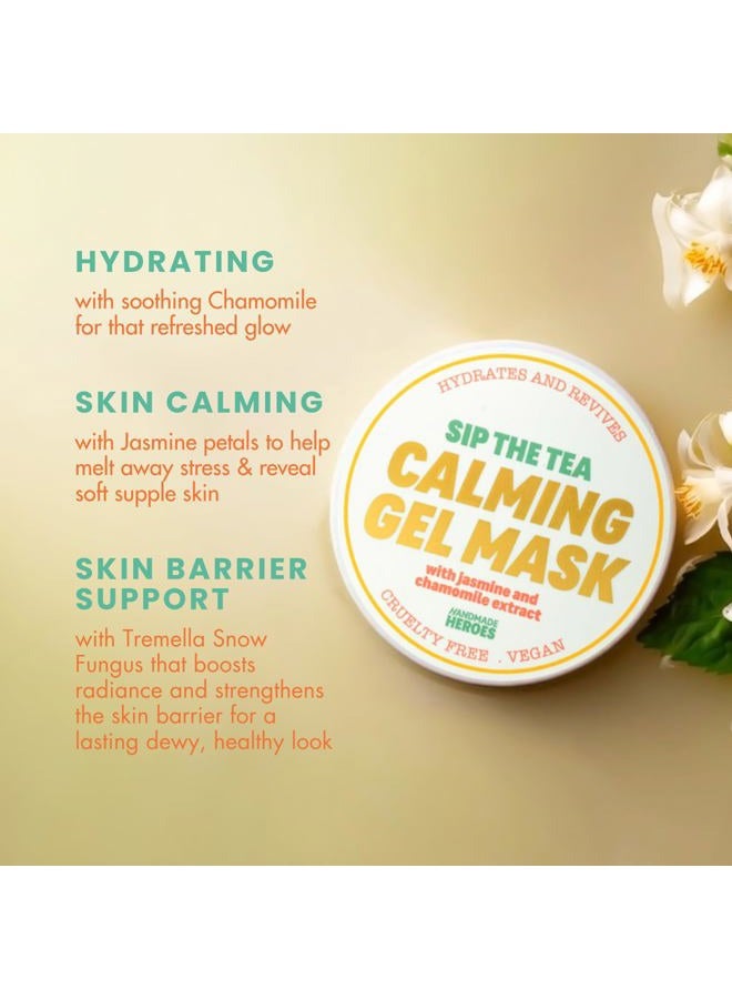 Handmade Heroes Sip The Tea Calming Gel Mask – Soothing Hydrating Facial with Chamomile, Jasmine & Hyaluronic Acid – Vegan Skincare for Dry, Sensitive Skin – Skin Plumping Rinse Off Formula 3.4 Fl oz - Image 3
