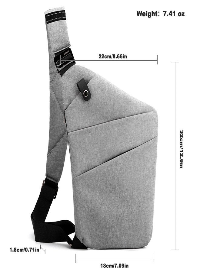 BIRDDIE Anti Theft Travel Bag, One Shoulder large Capacity Cross-body Bag Chest Fashion Lightweight Sling Bag for Travel Sports Bag (Left Shoulder, Grey) - Image 5