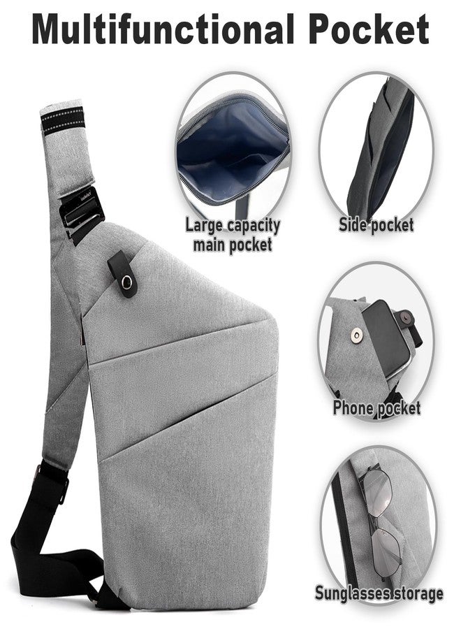 BIRDDIE Anti Theft Travel Bag, One Shoulder large Capacity Cross-body Bag Chest Fashion Lightweight Sling Bag for Travel Sports Bag (Left Shoulder, Grey) - Image 2