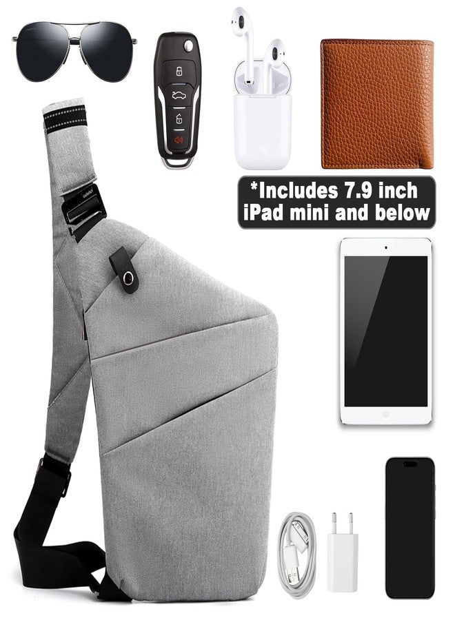 BIRDDIE Anti Theft Travel Bag, One Shoulder large Capacity Cross-body Bag Chest Fashion Lightweight Sling Bag for Travel Sports Bag (Left Shoulder, Grey) - Image 4