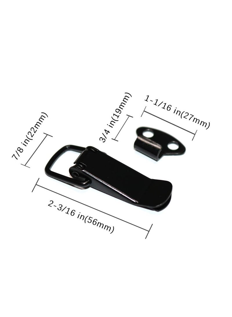 SYOSI 4 Pcs Black Toggle Latch, Stainless Steel Spring Loaded Toggle Latch, Black Catch Hasp Clamp Clip Lock with Black Steel Drywall Screws for Cabinet, Wooden Case, Box, Chest - Image 2