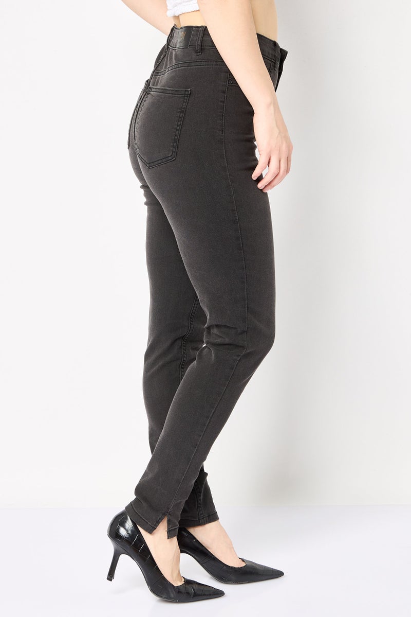 ONLY JDY By Only Women Regular Fit Solid Stretchable Jeans, Dark Grey - Image 3