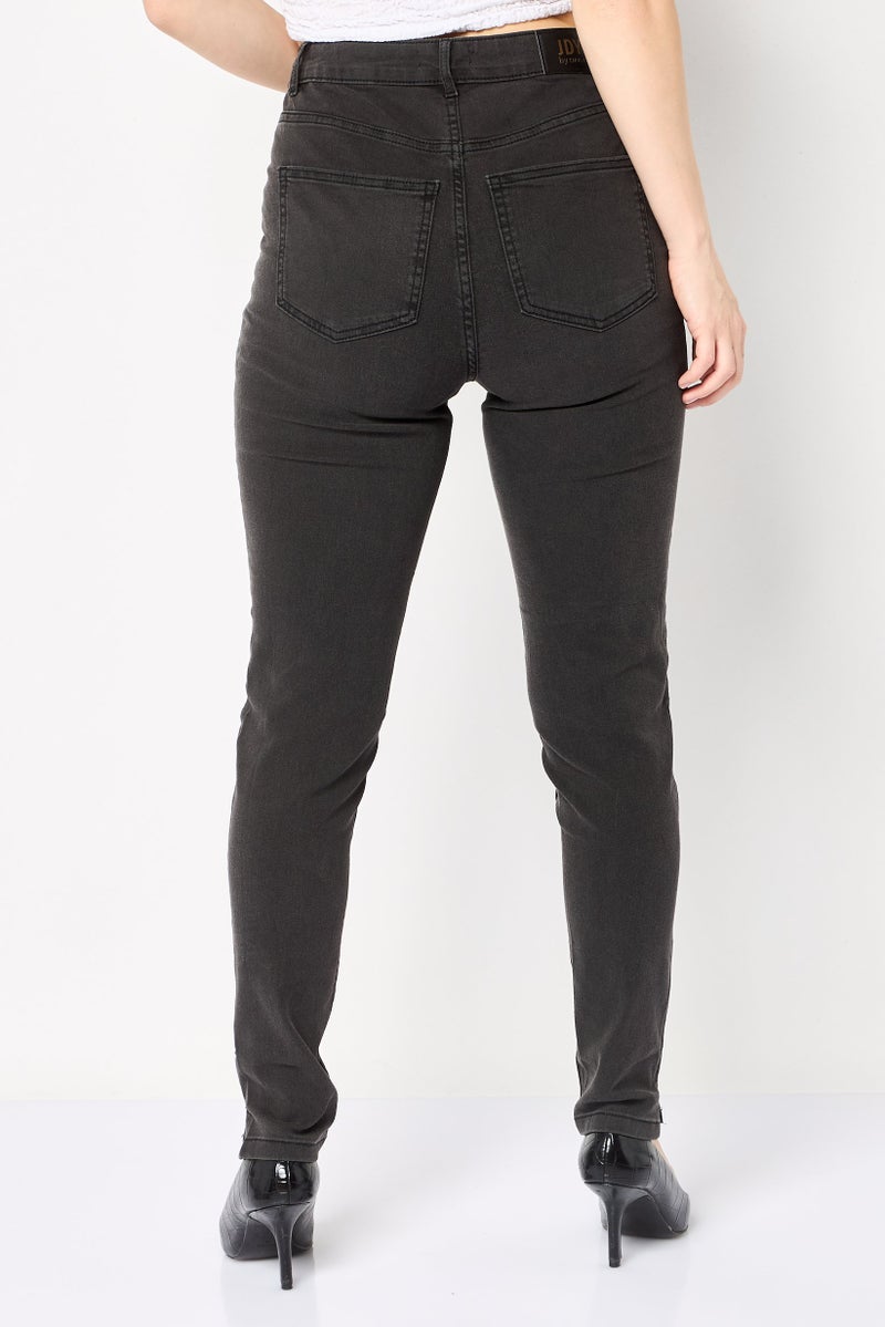 ONLY JDY By Only Women Regular Fit Solid Stretchable Jeans, Dark Grey - Image 4